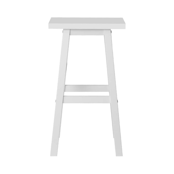 Set of 2 Classic Saddle Seat Bar Stools Solid Beech Wood 66.5cm – White Homecoze