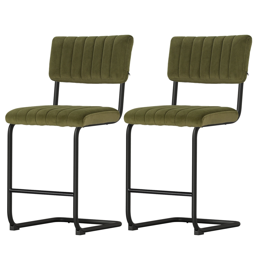 Helena (Set of 2) Retro Bar Stools 65cm - Green