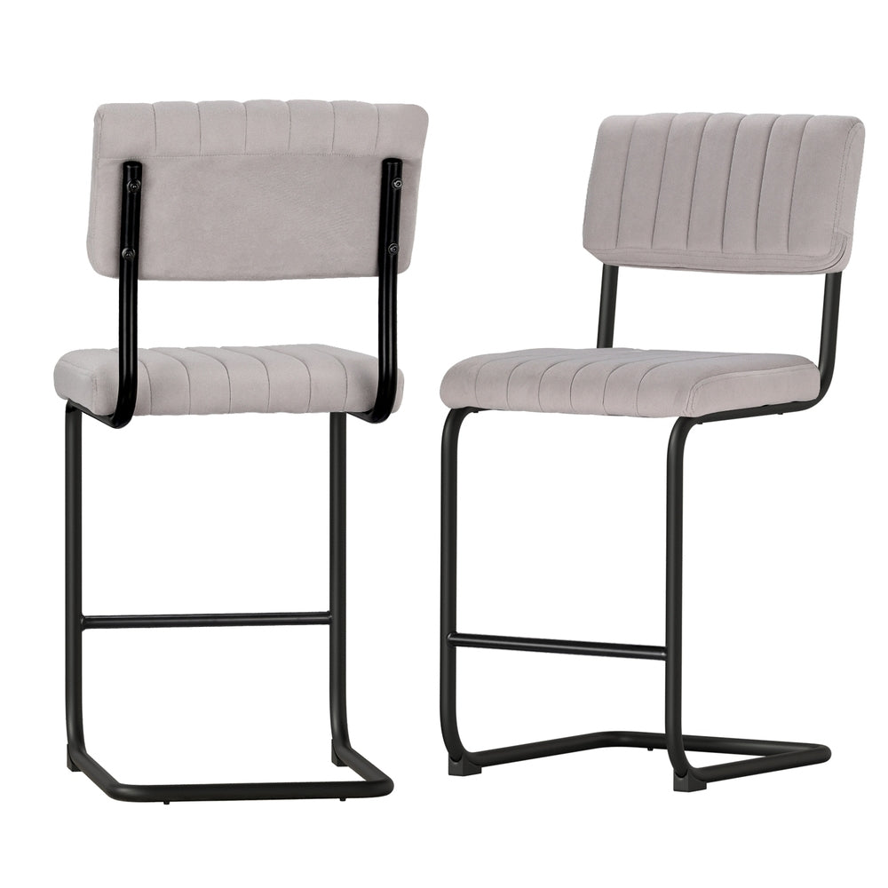 Helena (Set of 2) Retro Bar Stools 65cm - Grey - Homecoze