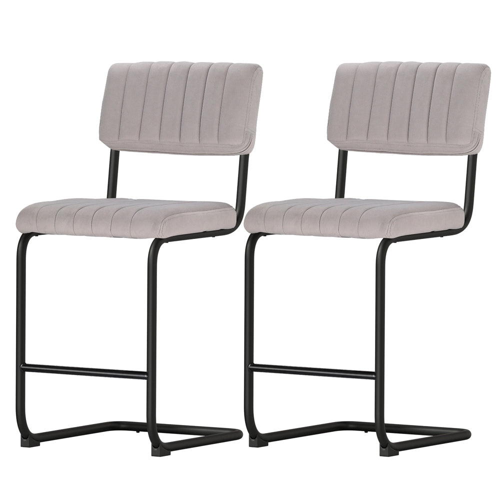 Helena (Set of 2) Retro Bar Stools 65cm - Grey - Homecoze