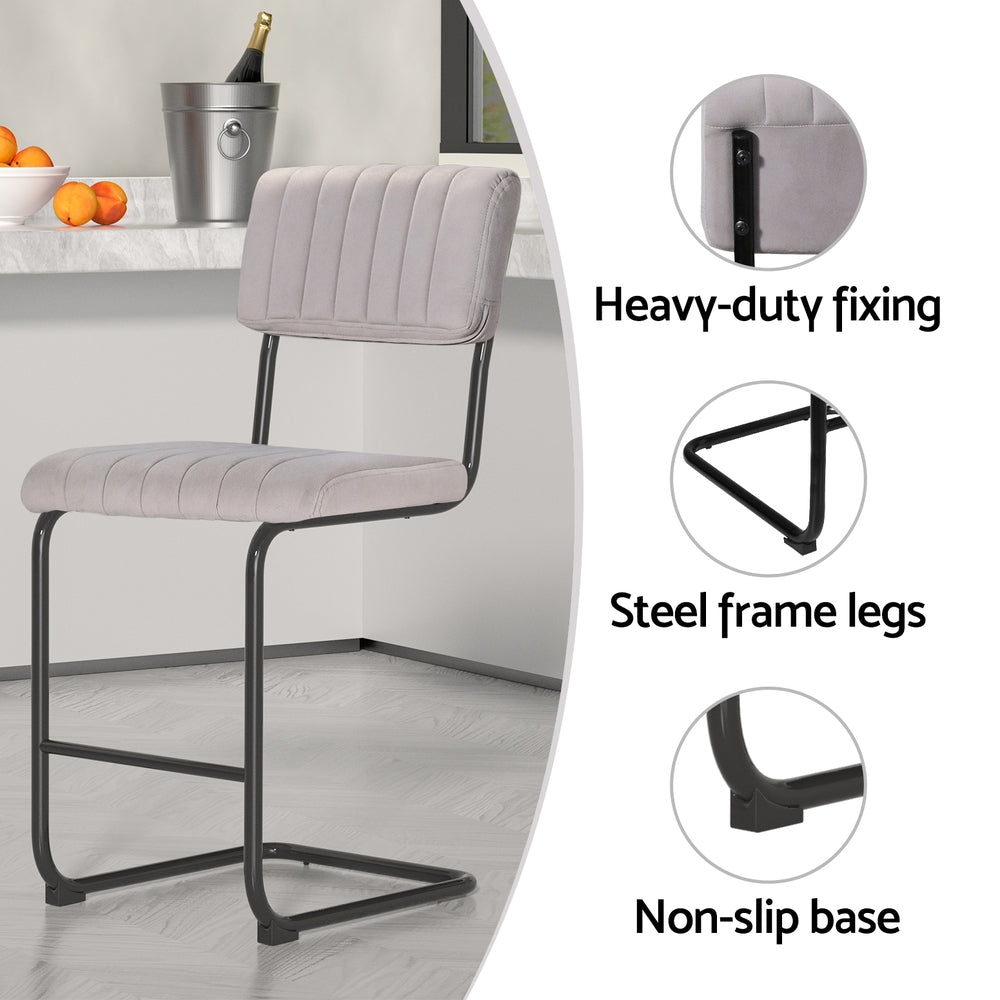 Helena (Set of 2) Retro Bar Stools 65cm - Grey - Homecoze