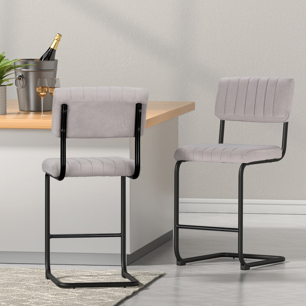 Helena (Set of 2) Retro Bar Stools 65cm - Grey