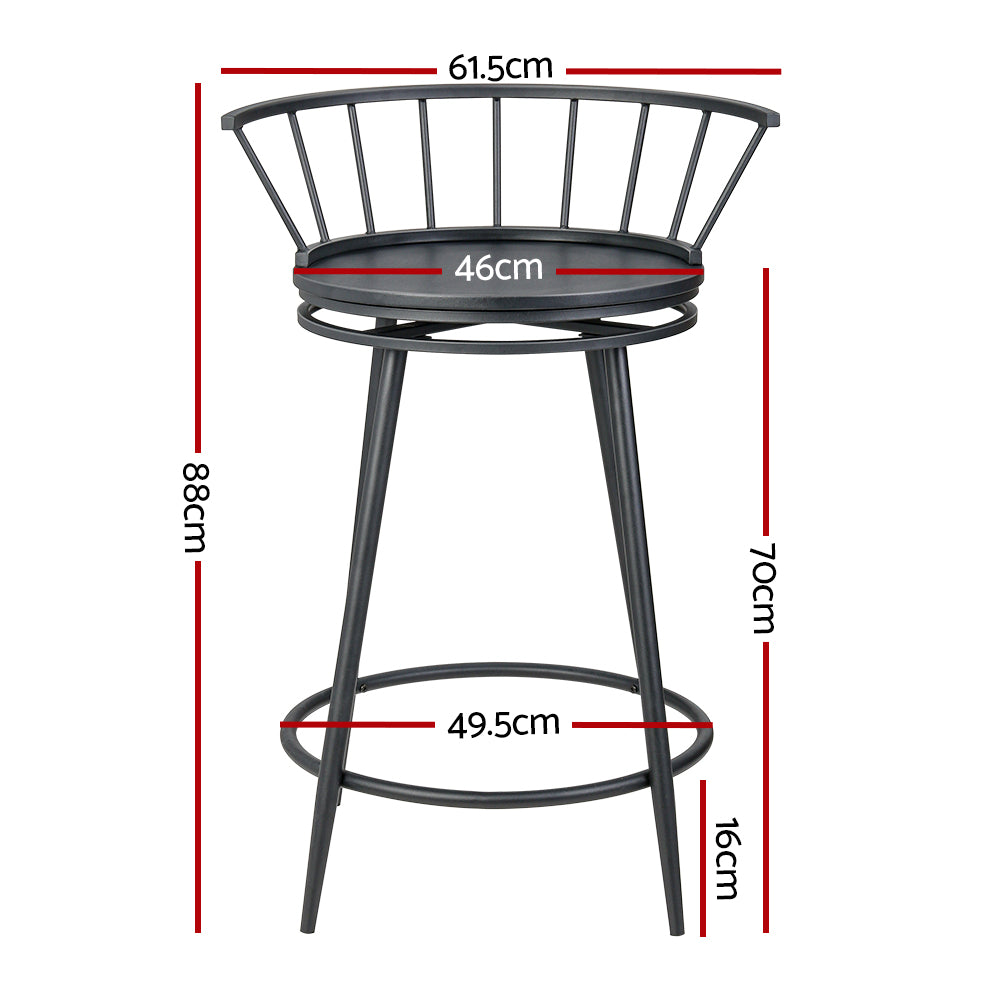 Set of 2 Wood Base Kitchen Bar Stools Swivel Contemporary - Black Homecoze