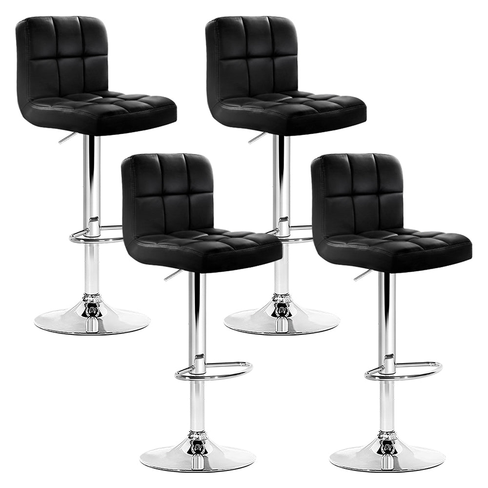 Set of 4 Bar Stools Gas lift Swivel - Steel and Black Homecoze