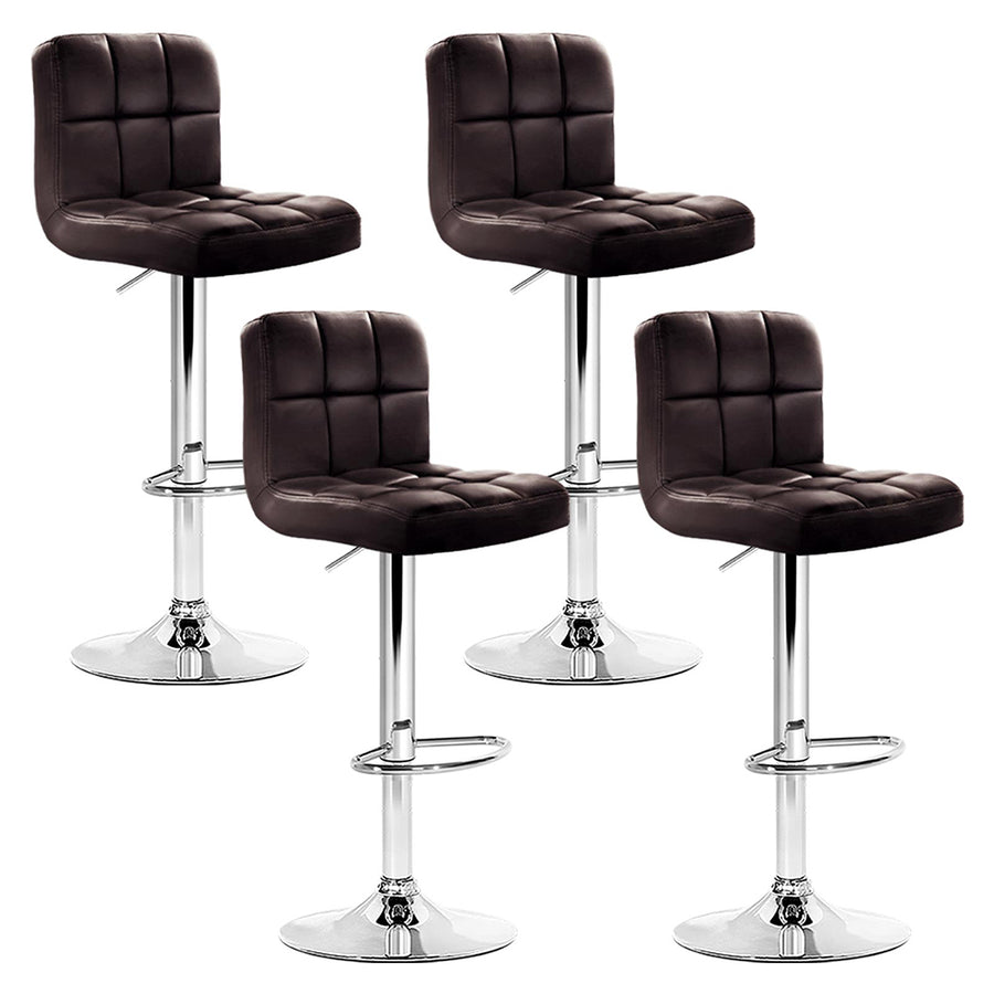 Set of 4 Bar Stools with Swivel Gas Lift - Steel and Chocolate Homecoze