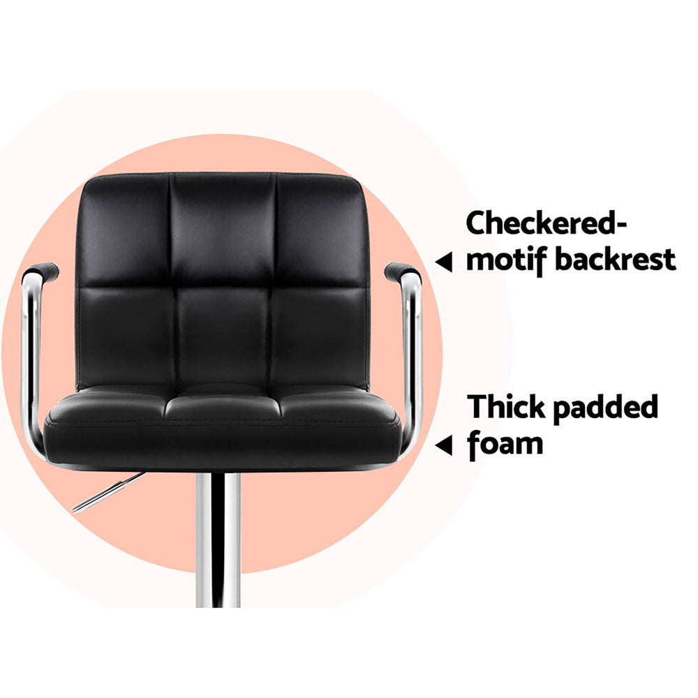 Lucy (Set of 4) PU Leather Bar Stools - Black - Homecoze