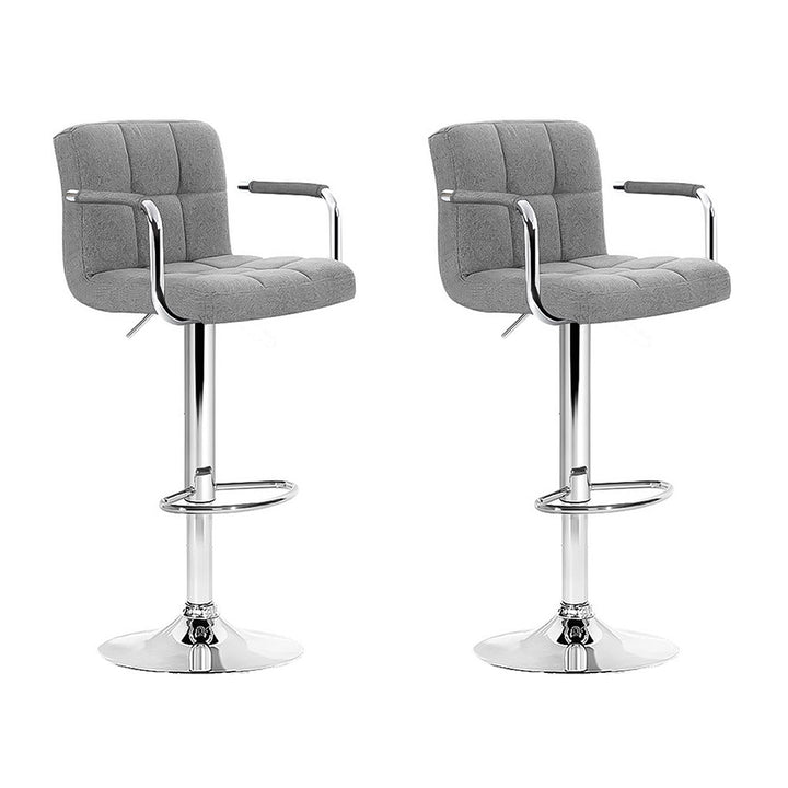 Set of 2 Bar Stools Gas lift Swivel - Steel and Grey Homecoze