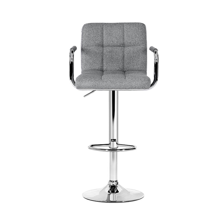 Set of 2 Bar Stools Gas lift Swivel - Steel and Grey Homecoze