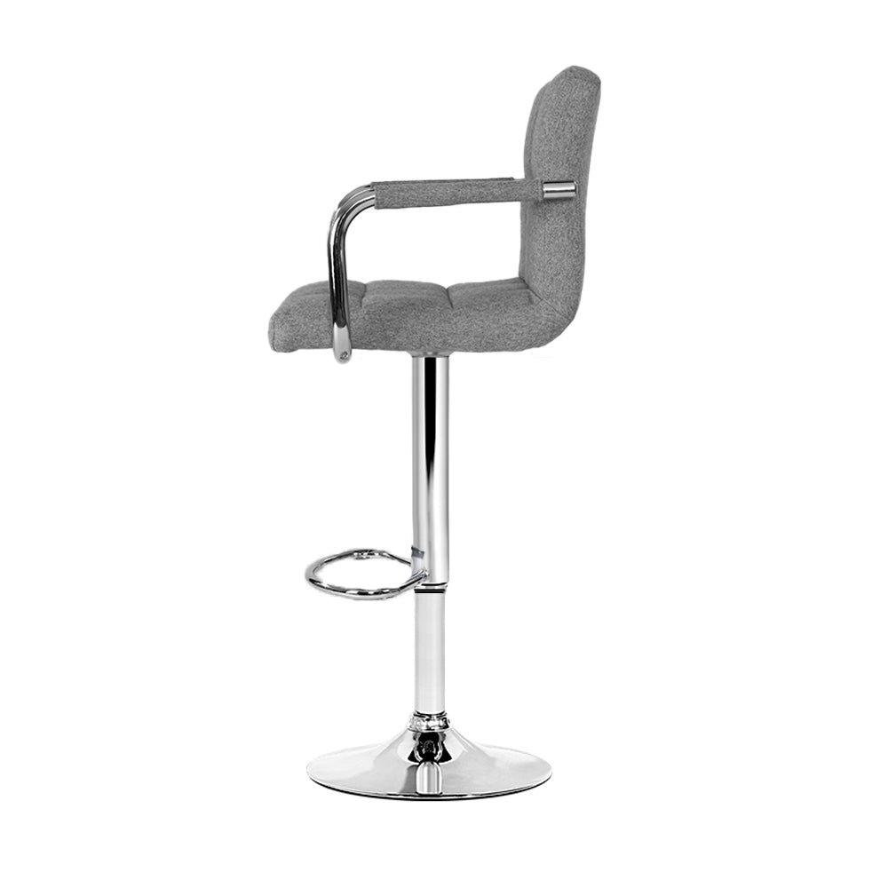 Set of 2 Bar Stools Gas lift Swivel - Steel and Grey Homecoze