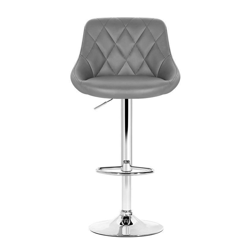 Set of 4 Bar Stools PU Leather Diamond Style - Grey Homecoze