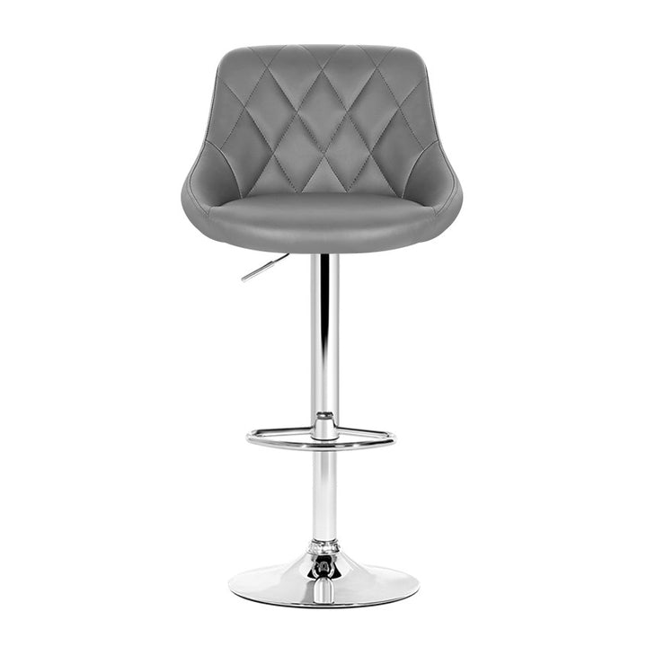 Set of 4 Bar Stools PU Leather Diamond Style - Grey Homecoze