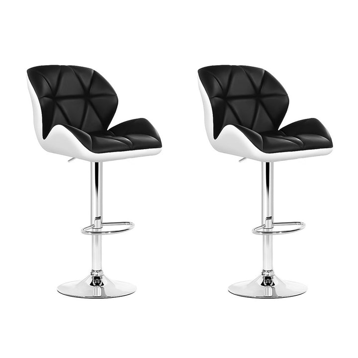 Set of 2 Kitchen Bar Stools - White, Black and Chrome Homecoze