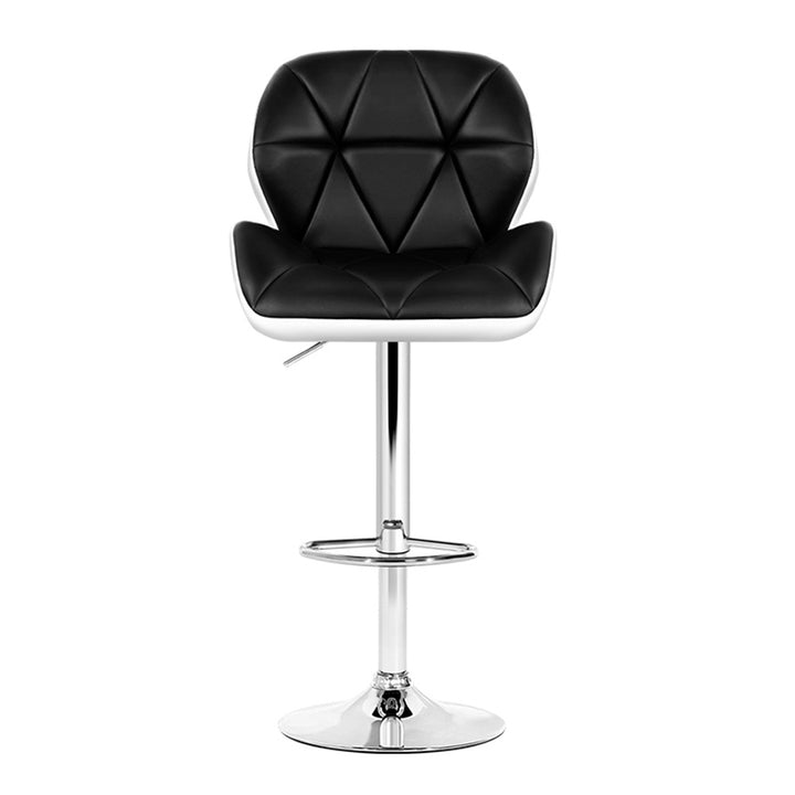 Set of 2 Kitchen Bar Stools - White, Black and Chrome Homecoze