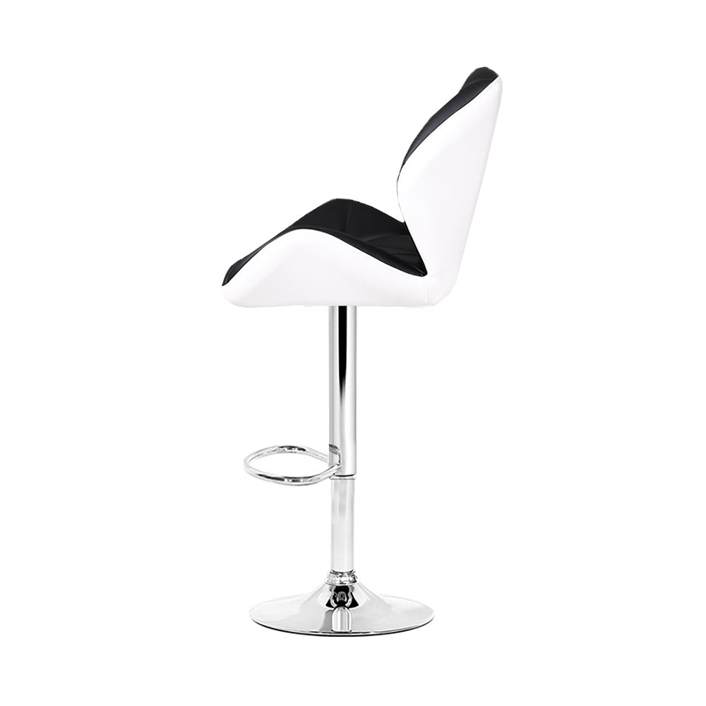 Set of 2 Kitchen Bar Stools - White, Black and Chrome Homecoze