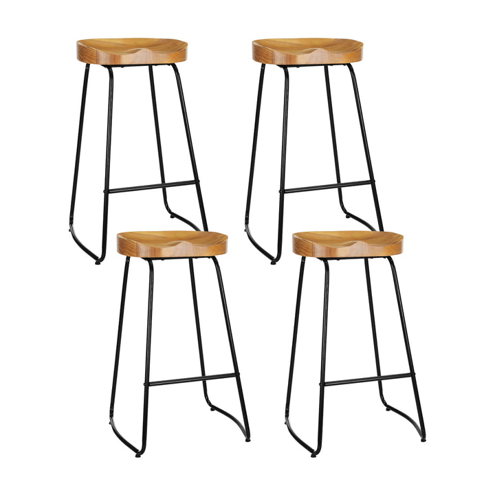 Emerson (Set of 4) Elm Wood Bar Stools 75cm - Natural Homecoze