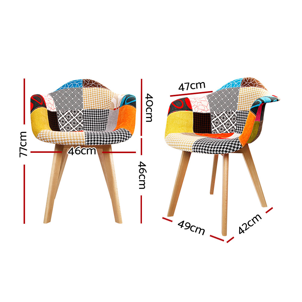 Set of 2 Fabric Dining Chairs - Multicoloured Homecoze