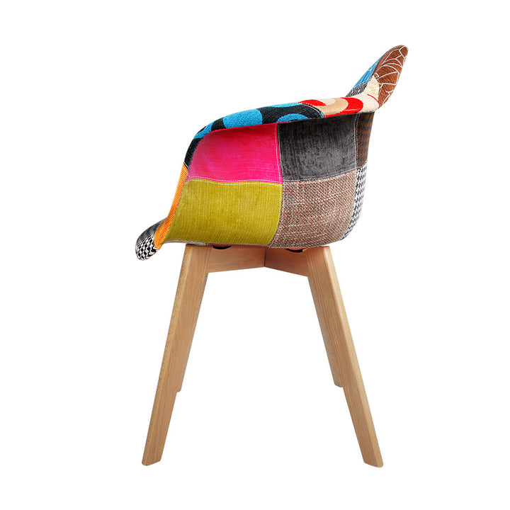 Set of 2 Fabric Dining Chairs - Multicoloured Homecoze