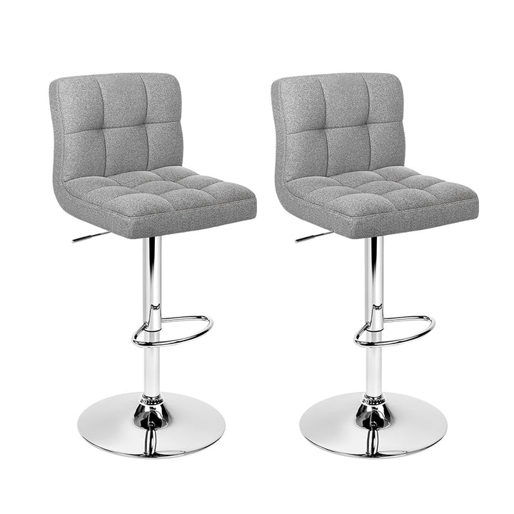 Set of 2 Fabric Swivel Bar Stools - Grey Homecoze