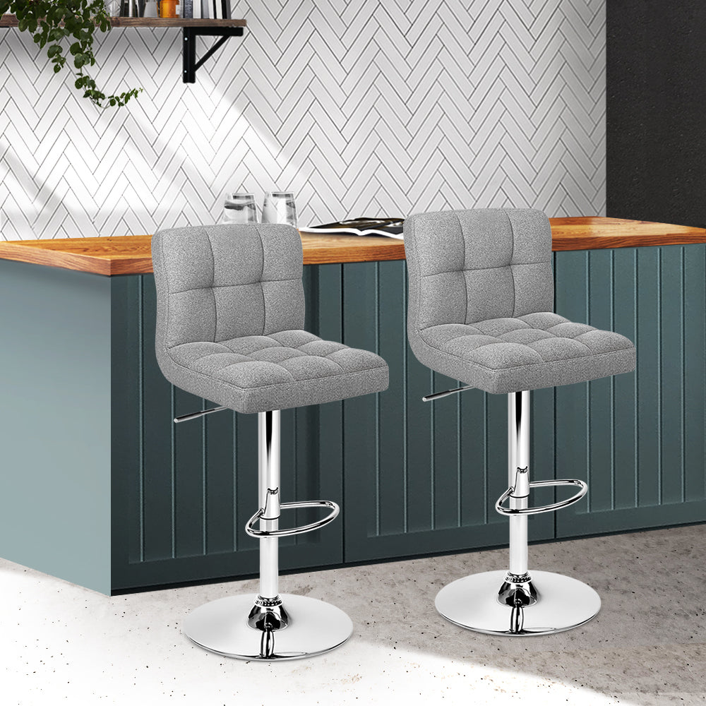 Set of 2 Fabric Swivel Bar Stools - Grey Homecoze