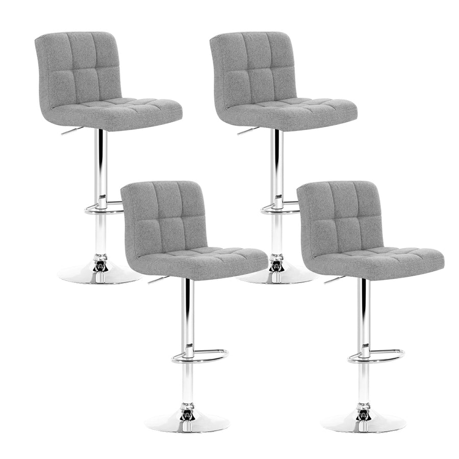 Set of 4 Fabric Swivel Bar Stools - Grey Homecoze