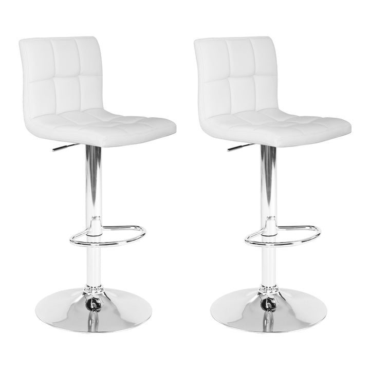 Set of 2 PU Leather Gas Lift Bar Stools - White Homecoze