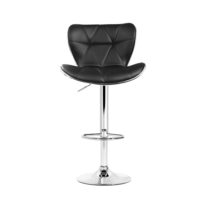 Set of 4 PU Leather Patterned Bar Stools - Black and Chrome Homecoze