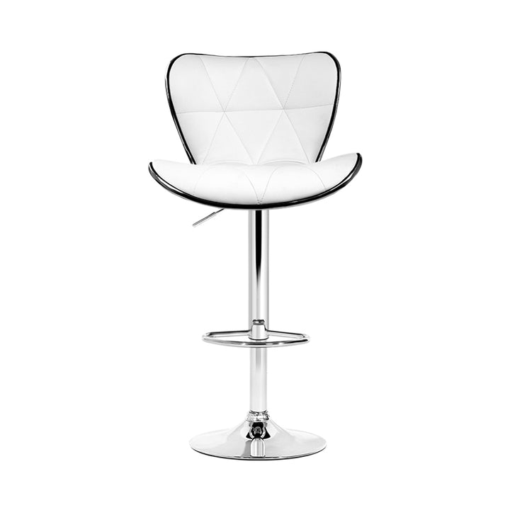 Set of 4 PU Leather Patterned Bar Stools - White and Chrome Homecoze