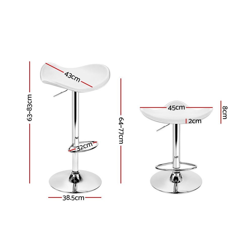 Set of 2 Modern PU Leather Bar Stools - White and Chrome Homecoze