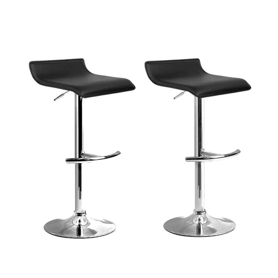 Set of 2 PU Leather Wave Bar Stools - Black Homecoze