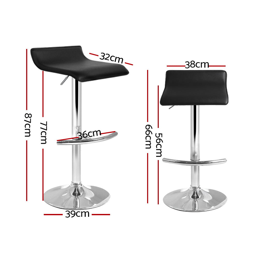 Set of 2 PU Leather Wave Bar Stools - Black Homecoze