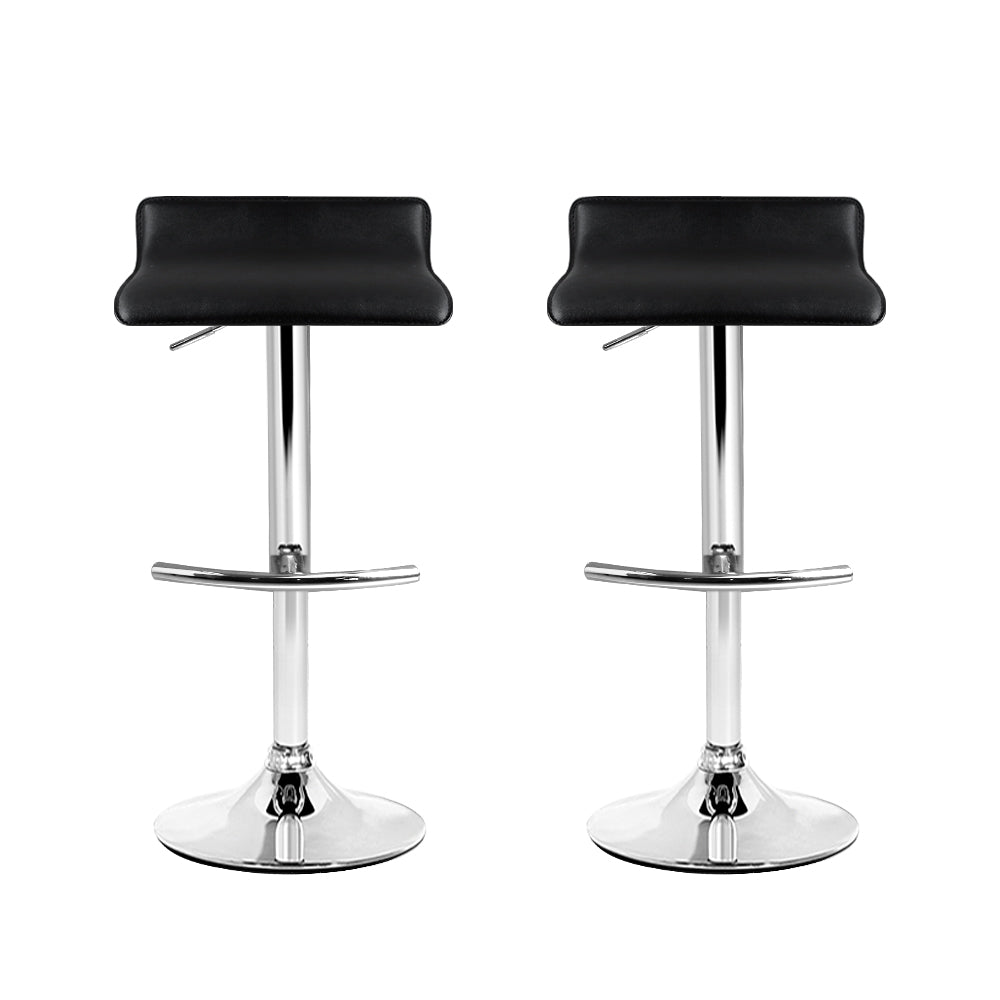 Set of 2 PU Leather Wave Bar Stools - Black Homecoze