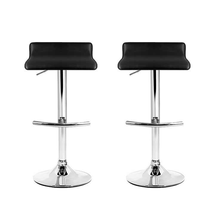 Set of 2 PU Leather Wave Bar Stools - Black Homecoze