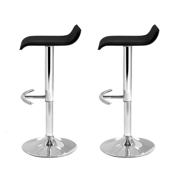 Set of 2 PU Leather Wave Bar Stools - Black Homecoze