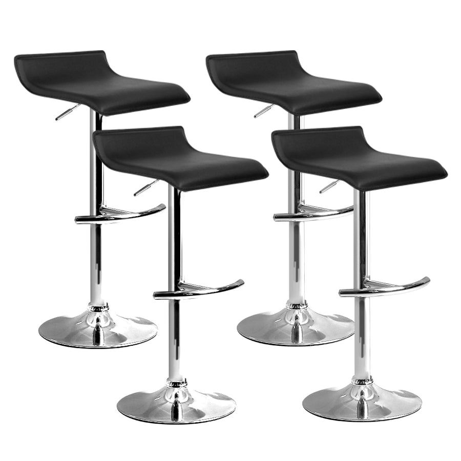 Set of 4 PU Leather Wave Bar Stools - Black Homecoze