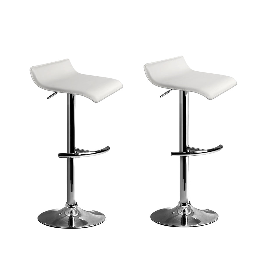 Set of 2 PU Leather Wave Bar Stools - White Homecoze