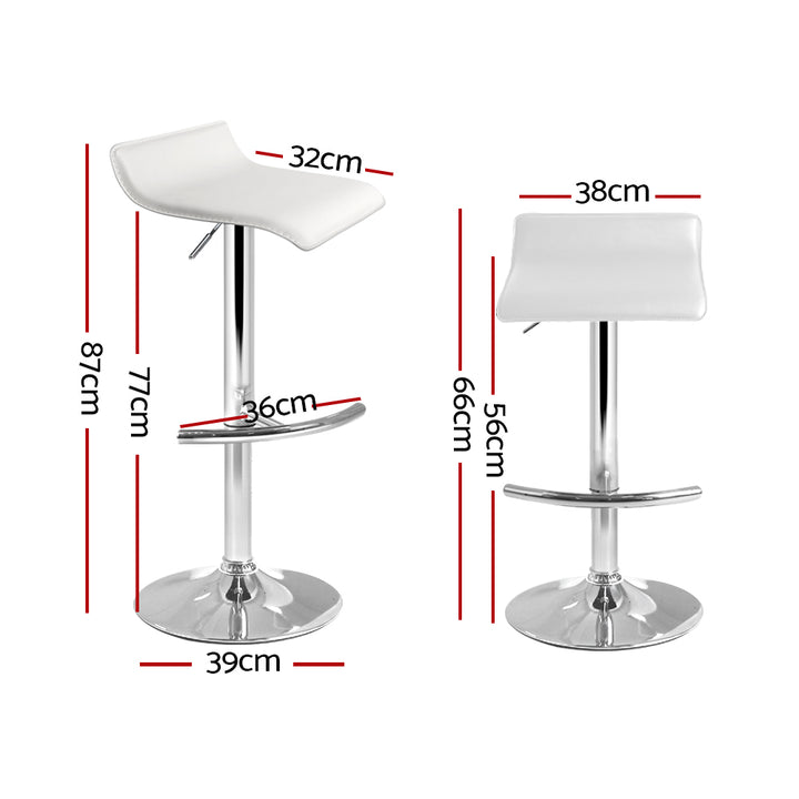 Set of 2 PU Leather Wave Bar Stools - White Homecoze