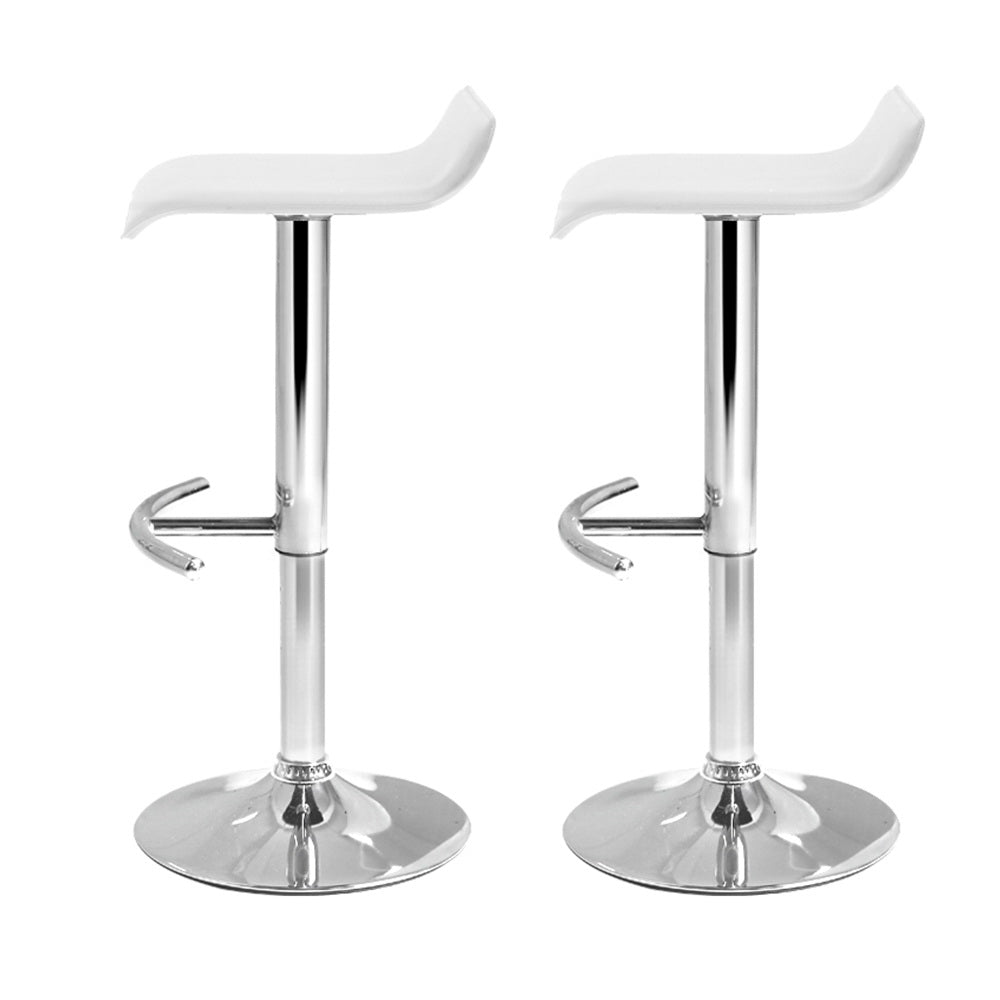 Set of 2 PU Leather Wave Bar Stools - White Homecoze