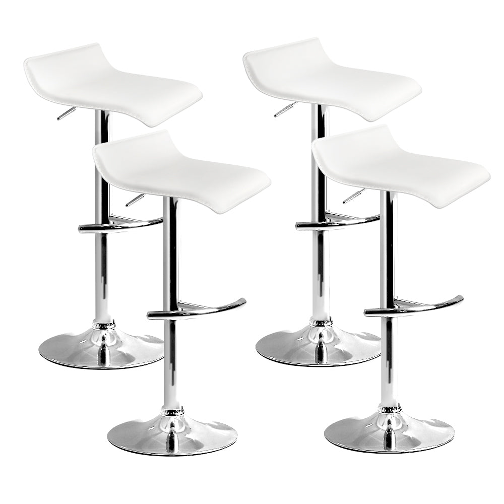 Set of 4 PU Leather Wave Bar Stools - White Homecoze