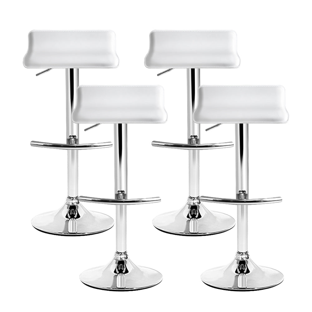 Set of 4 PU Leather Wave Bar Stools - White Homecoze