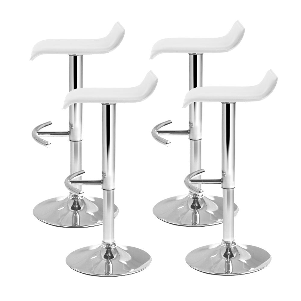 Set of 4 PU Leather Wave Bar Stools - White Homecoze