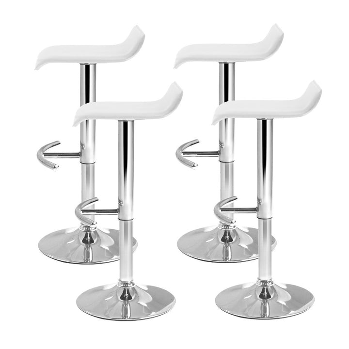 Set of 4 PU Leather Wave Bar Stools - White Homecoze