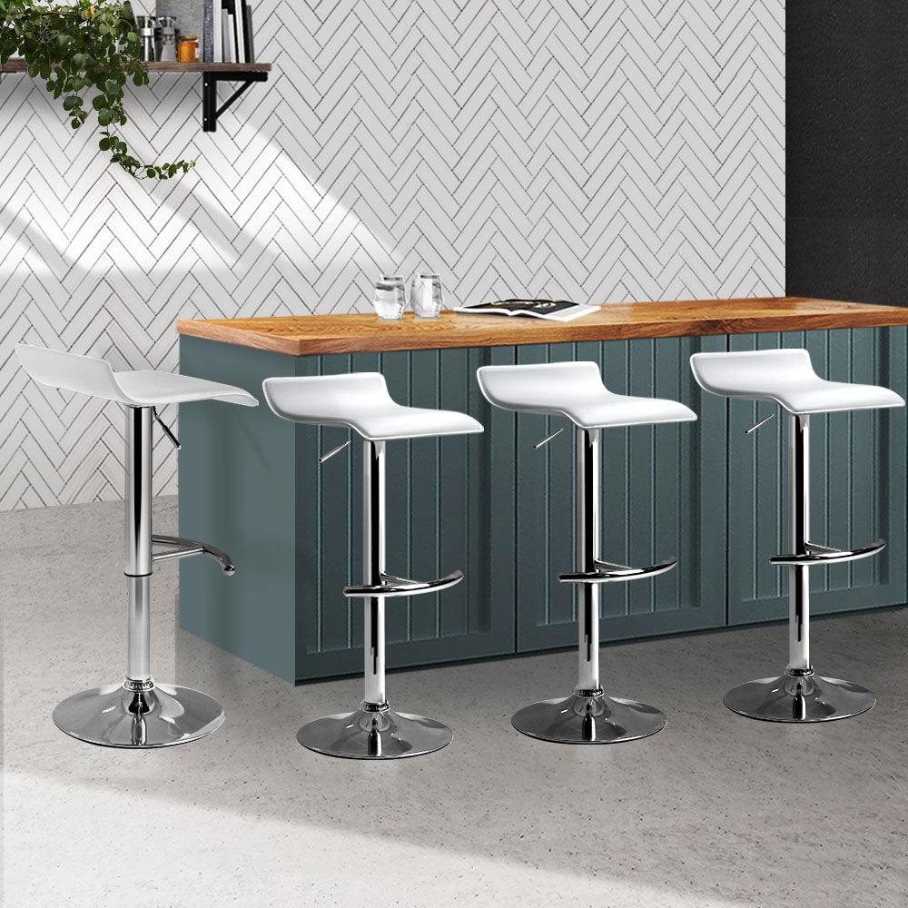 Set of 4 PU Leather Wave Bar Stools - White Homecoze