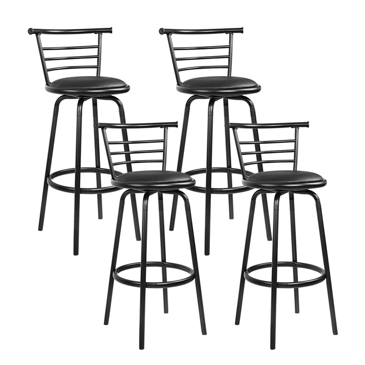 Set of 4 Metal & PU Leather Swivel Bar Stools - Black Homecoze