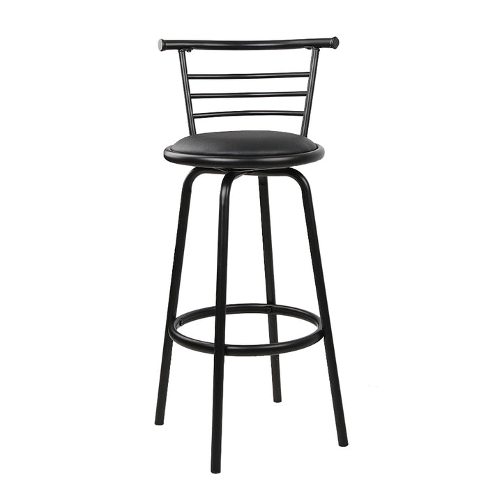 Set of 4 Metal & PU Leather Swivel Bar Stools - Black Homecoze