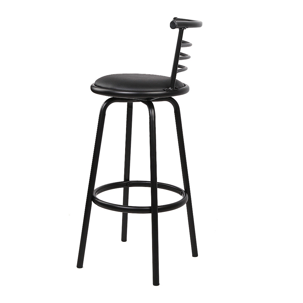 Set of 4 Metal & PU Leather Swivel Bar Stools - Black Homecoze