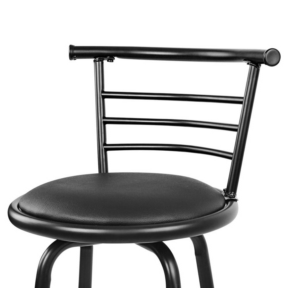 Set of 4 Metal & PU Leather Swivel Bar Stools - Black Homecoze