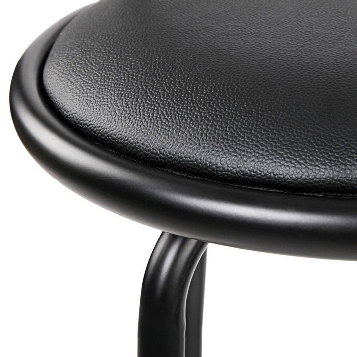 Set of 4 Metal & PU Leather Swivel Bar Stools - Black Homecoze