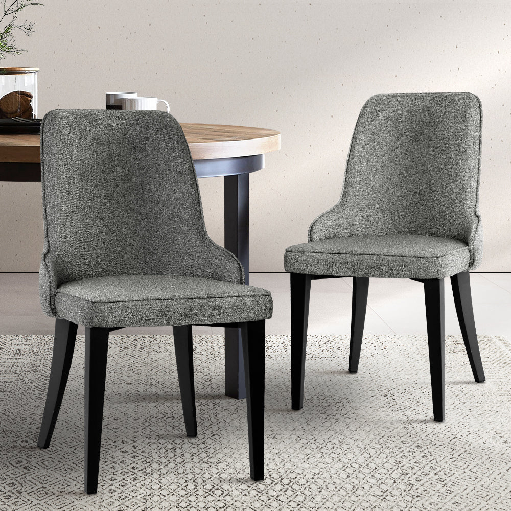 Set of 2 Fabric Dining Chairs - Grey Homecoze