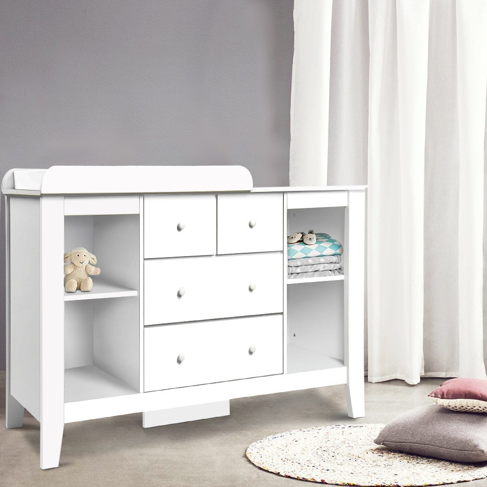 Baby Change Table Dresser Storage Cabinet - White Homecoze