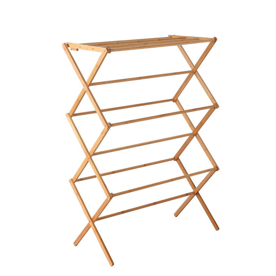 Clothes Rack Airer Foldable Bamboo Drying Laundry Garment Hanger Homecoze